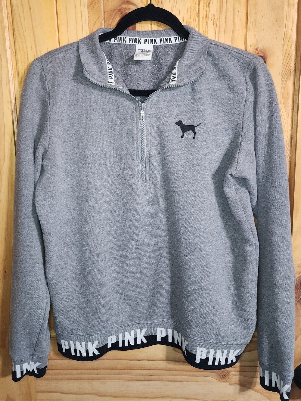 PINK Victoria's Secret Gray Quarter-Zip Pullover Sweater - Women's